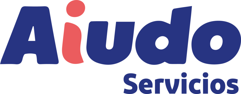 El logo de Aiudo Servicios con la i en rojo en el nombre de la marca.