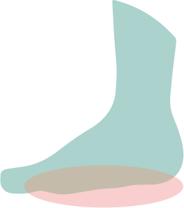 Una imagen de un icono de un pie con una esfera roja que indica una zona de dolor o problemática en la planta del pie.
